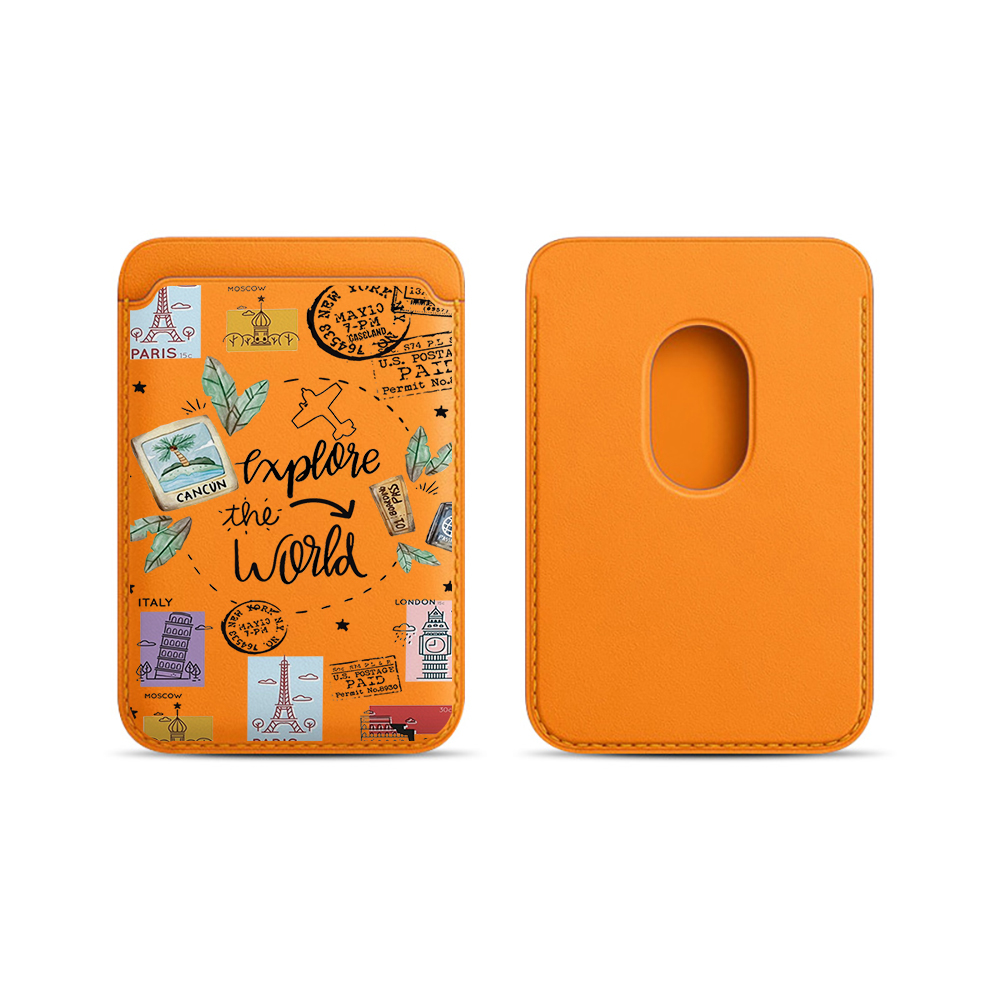 Phone Accessories For Travel - トレンドINSレザーカードウォレットカバー携帯電話カードホルダー携帯電話バックバッグトラベルタグケース全iPhone対応Magsafeカード対応