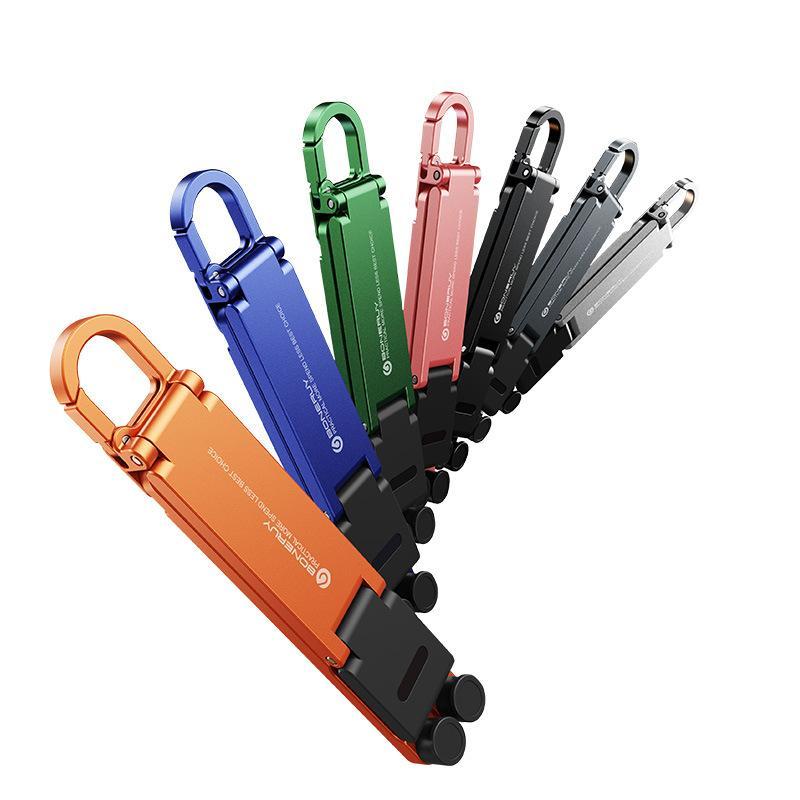 Phone Accessories For Travel - ミニ折りたたみ式携帯電話ホルダー キーリング 調整可能な視聴スタンド 軽量デスクトップマウント 旅行やオフィスでのハンズフリー使用に最適