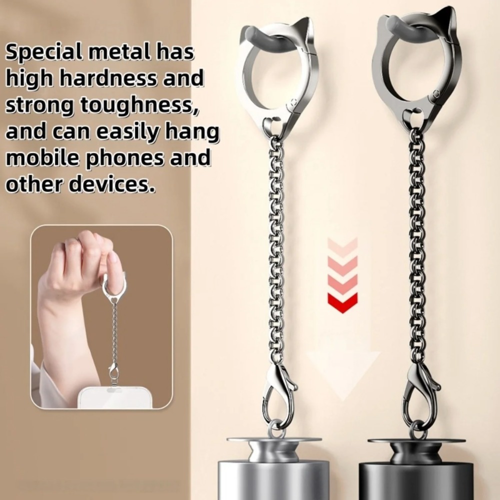 猫の頭の形をしたメタル製スマホケース、ランヤードと取り外し可 - Phone Accessories Chain のレビューと価格