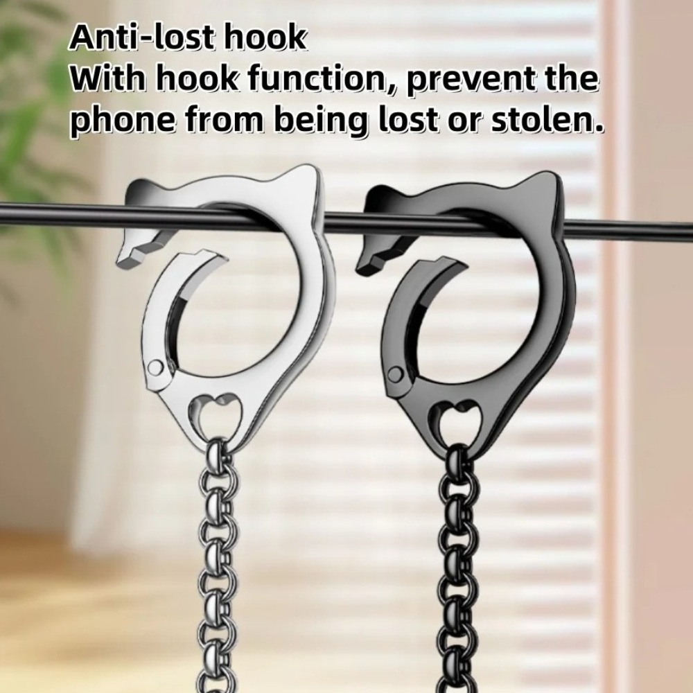 猫の頭の形をしたメタル製スマホケース、ランヤードと取り外し可 - Phone Accessories Chain のレビューと価格