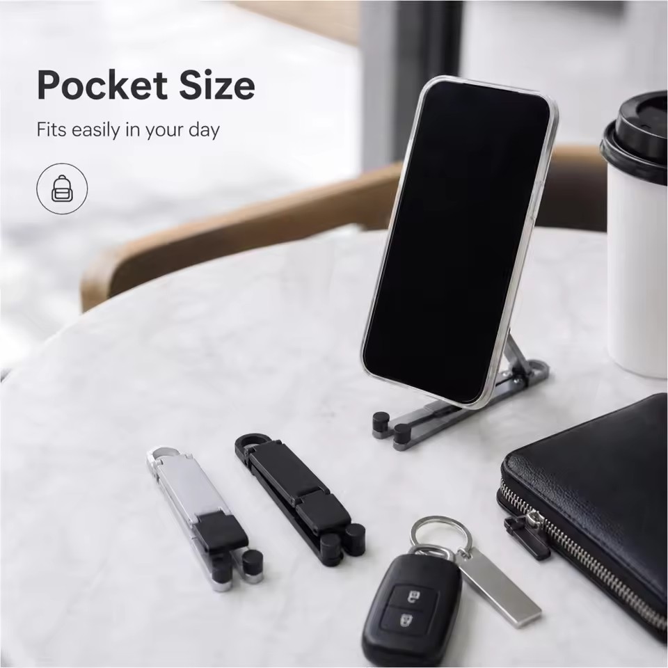 ミニキーチェーン折りたたみ式携帯電話背面クリップスタンド、ポ - Phone Accessories For Travel のレビューと価格
