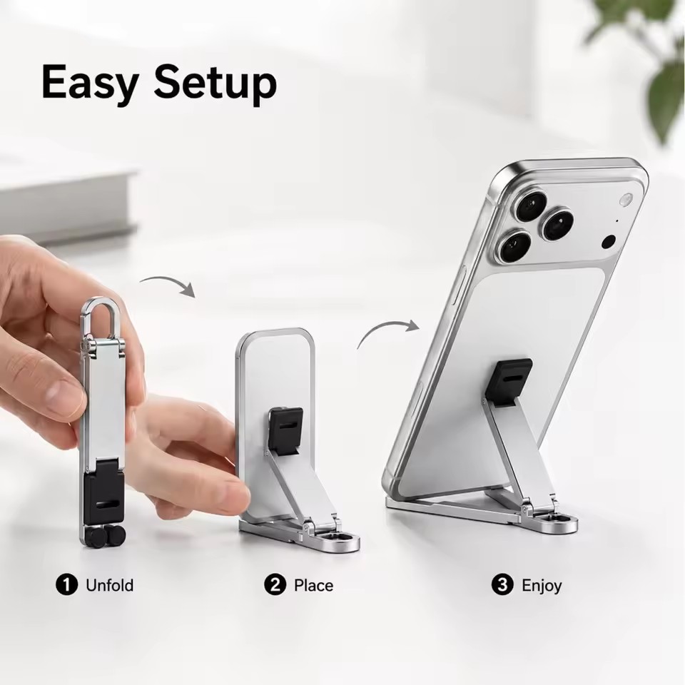 ミニキーチェーン折りたたみ式携帯電話背面クリップスタンド、ポ - Phone Accessories For Travel のレビューと価格