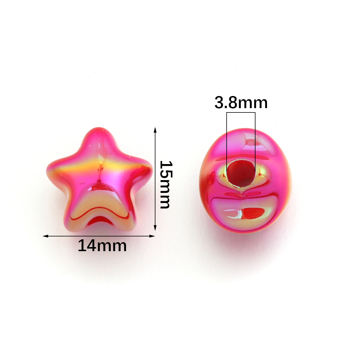 10 個 14 × 15 ミリメートルアクリルカラフルなスタ - Phone Accessories Chain のレビューと価格
