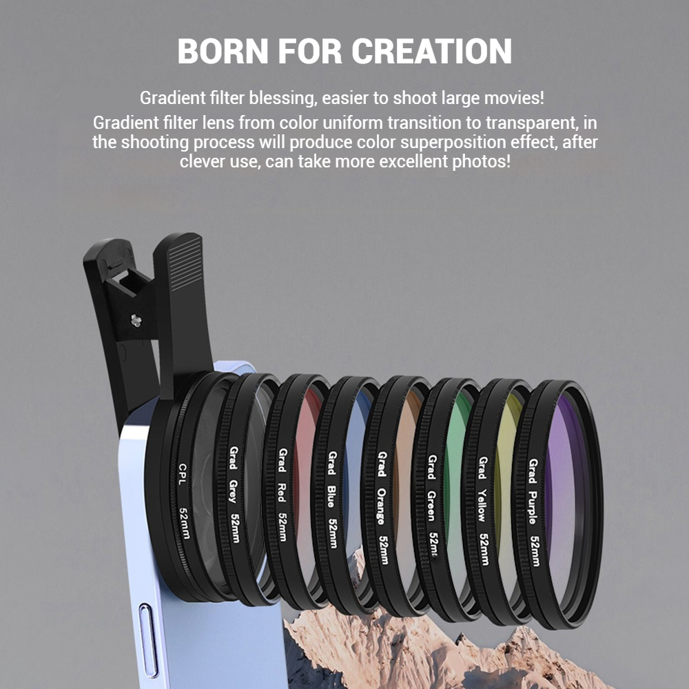 52mm クリップオンスマートフォンカメラフィルターキット  - Phone Accessories For Content Creators のレビューと価格