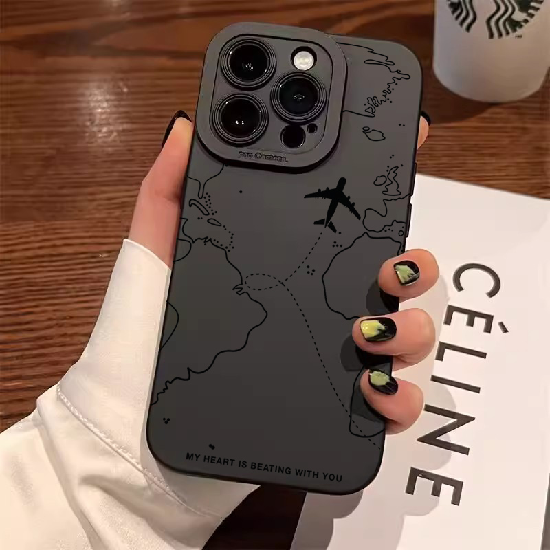 旅行をイメージした飛行機ルート柄バンパーフォンケース iPh - Phone Accessories For Travel のレビューと価格