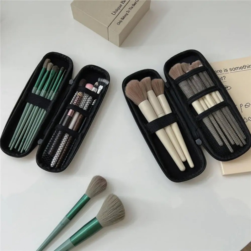 1pc 黒化粧品バッグ防水ダブルジッパー化粧ブラシケース女性 - Phone Accessories For Travel のレビューと価格