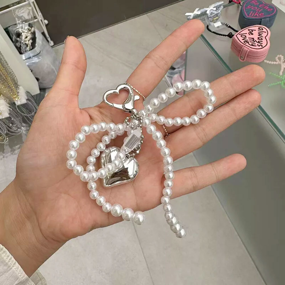 韓国のかわいいリボンパールフォンペンダントチェーンY2Kハー - Phone Accessories Chain のレビューと価格