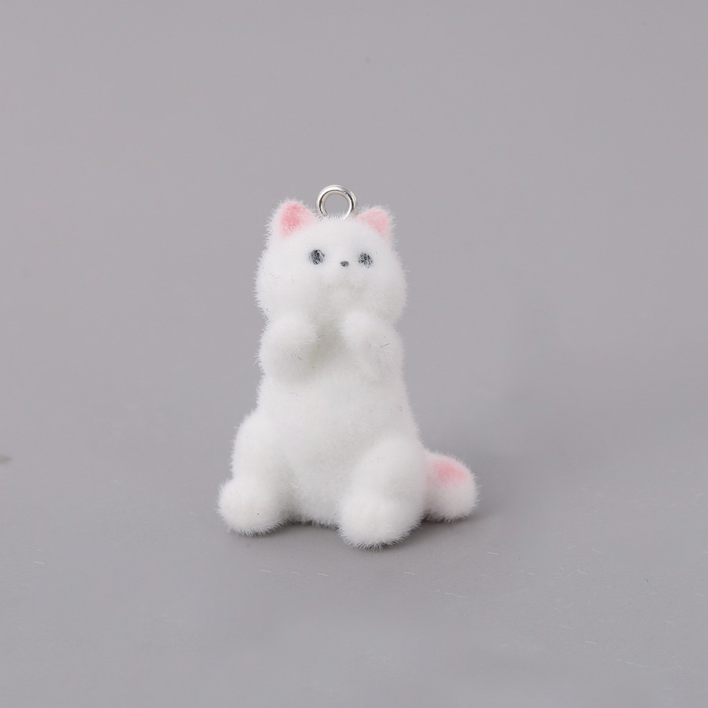 2個入り フロッキング加工 小さな猫の樹脂製チャーム 動物ペ - Phone Accessories Chain のレビューと価格