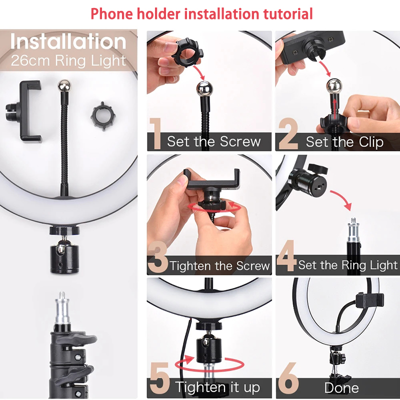 16cm 26cm 33cm LEDリングライト 調光可能  - Youtube Phone Accessories のレビューと価格